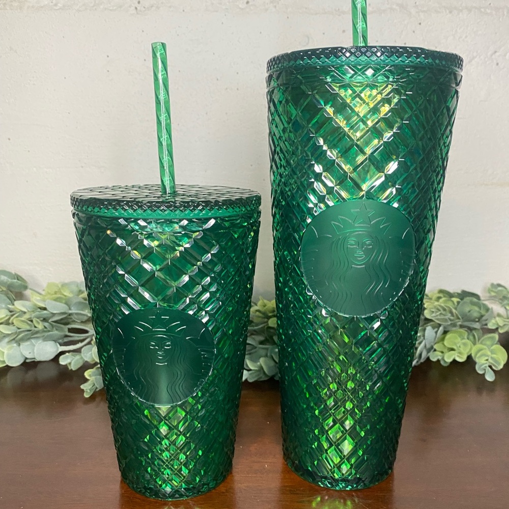 Starbucks Jeweled Emerald Green Tumbler set 💚